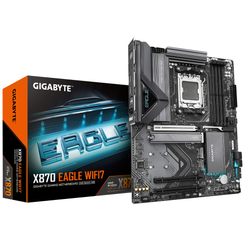 19247-GIGABYTE Placa Base X870 EAGLE WIFI7 - Compatible con CPUs AMD Ryzen 9000, VRM de 14+2+2 fases, hasta 8000MHz DDR5