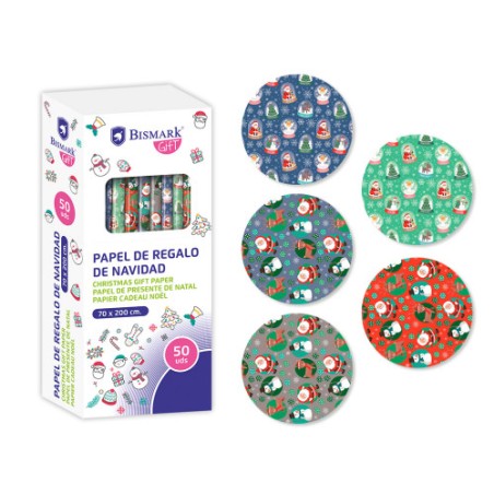 19386-PAPEL DE REGALO NAVIDAD PAPA NOEL 70x200 BISMARK 332994