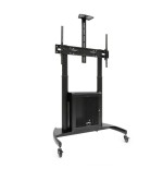 19471-TooQ "NARNIA" Soporte de Suelo con Armario Multiusos + Accesorios Rack para Pantallas 60"- 100", Negro