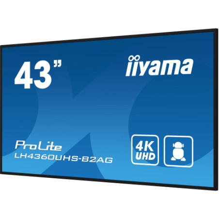 19699-MONITOR IIYAMA 43" 3840X2160, UHD, 500CD/M2, MM 2X 10W, 3X HDMI, USB X2 (V2.0), WIFI,  PLUG DDC2B / RS232C XL, IIS