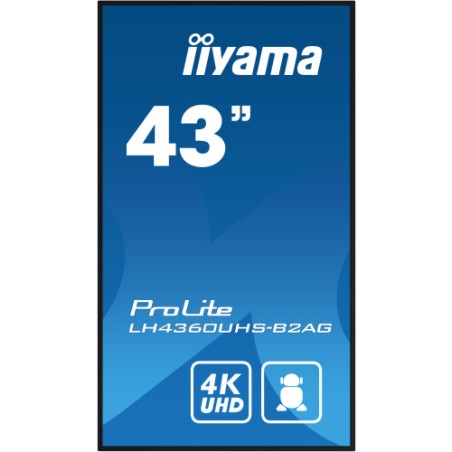 19700-MONITOR IIYAMA 43" 3840X2160, UHD, 500CD/M2, MM 2X 10W, 3X HDMI, USB X2 (V2.0), WIFI,  PLUG DDC2B / RS232C XL, IIS