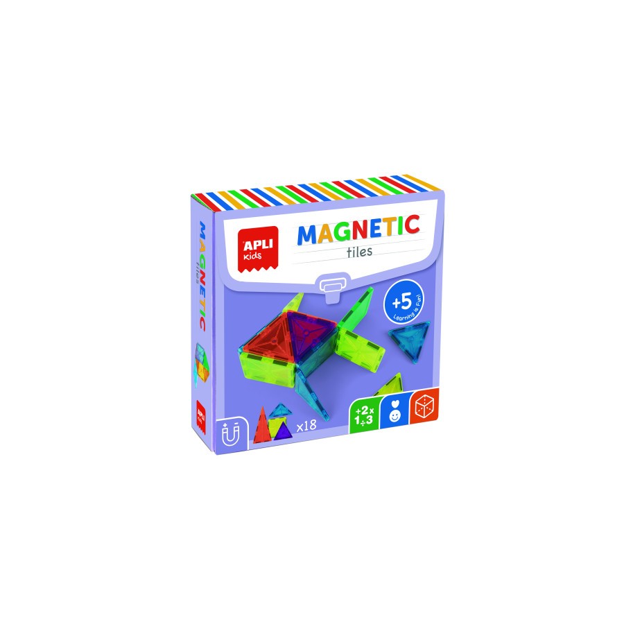 19707-CAJA BLOQUES MAGNETICOS TRANSPARENTES 18PCS APLI 19419