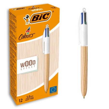 19722-BOLIGRAFO 4 COLORES WOOD BIC 508964