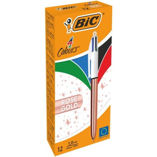 19723-BOLIGRAFO 4 COLORES PINK GOLD BIC 504894
