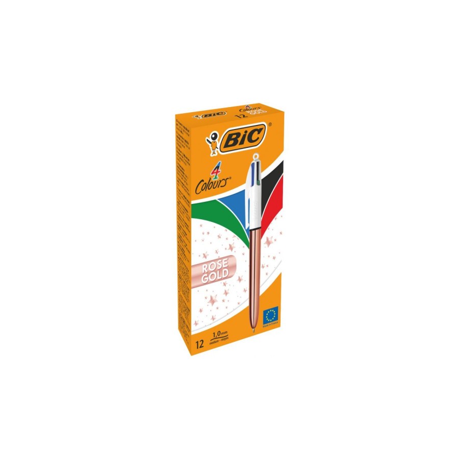19723-BOLIGRAFO 4 COLORES PINK GOLD BIC 504894