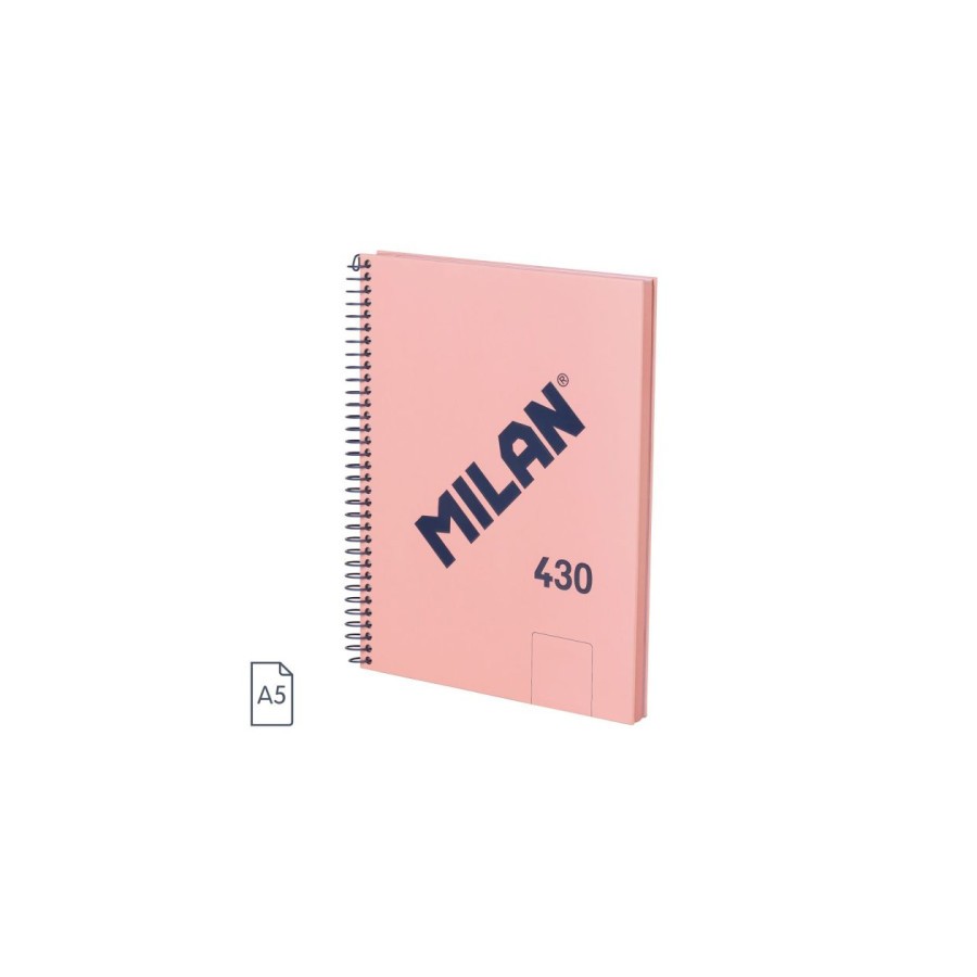 19867-CUADERNO A5 CON ESPIRAL Y TAPA DURA, 80 HOJAS BLANCAS DE 95 GR/M, COLECCION 430 SINCE 1918, ROSA MILAN 57151E80P
