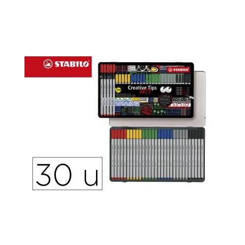 19974-ESTUCHE METAL CREATIVE TIPS - ARTY LINE CLASSIC 30 UDS.1 UD. C/PUNTA 48,44,36,32,95 Y 46. NOV. ENE. 2024 STABILO 8