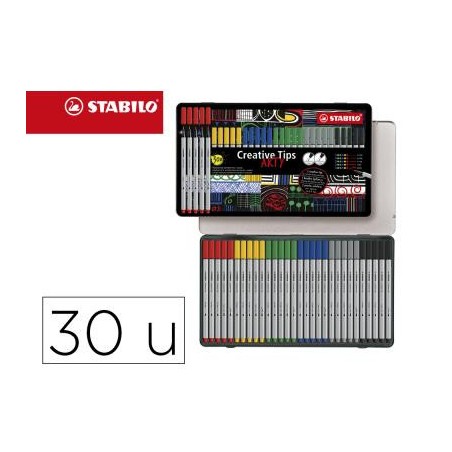 19974-ESTUCHE METAL CREATIVE TIPS - ARTY LINE CLASSIC 30 UDS.1 UD. C/PUNTA 48,44,36,32,95 Y 46. NOV. ENE. 2024 STABILO 8