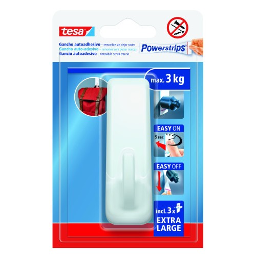 20033-BLISTER GANCHO ADHESIVO XL RECTANGULAR POWERSTRIPS 3KG BLANCO TESA 59029-00001-00