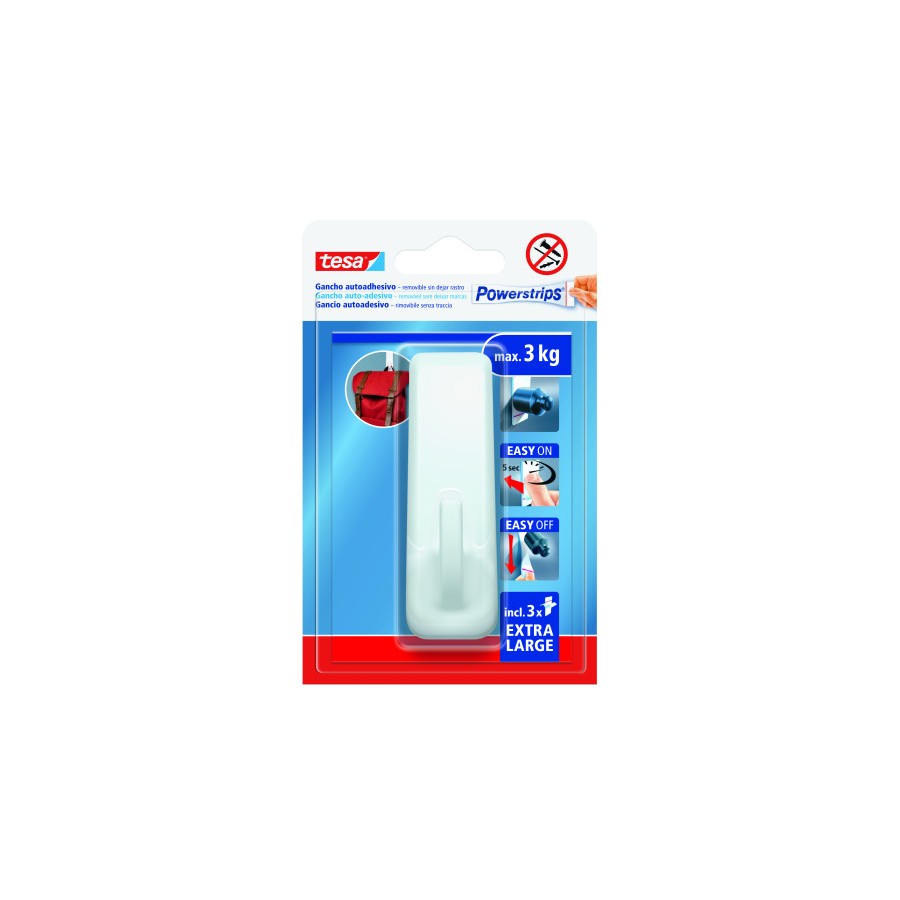 20033-BLISTER GANCHO ADHESIVO XL RECTANGULAR POWERSTRIPS 3KG BLANCO TESA 59029-00001-00