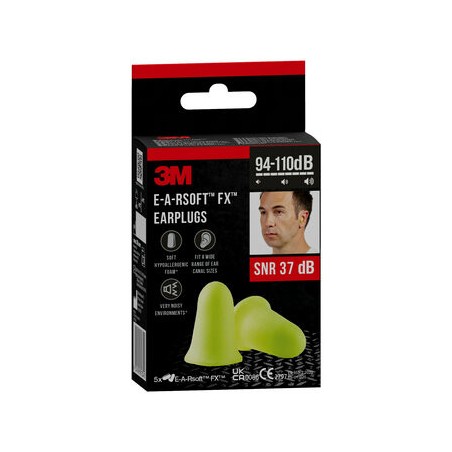 20089-PACK 5 PARES TAPONES OIDO EARSOFT-FX SNR-37DB EN BOLSAS INDIVIDUALES ESPUMA POLIURETANO EARFX-5 3M 7100334661