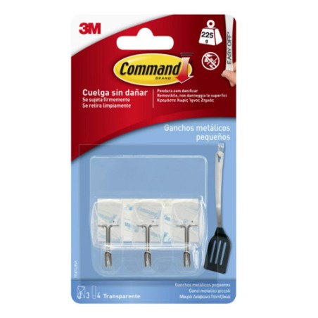 20279-BLISTER 3 GANCHOS ADHESIVOS TRANSPARENTES PEQUENOS PUNTA ALAMBRE HASTA 225G COMMAND 17067CLR 3M 7100240178