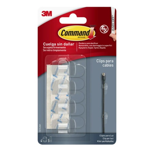 20287-BLISTER 4 CLIPS ADHESIVOS TRANSPARENTES PARA CABLES REDONDOS COMMAND 17017CLR 3M 7100309226