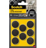 20303-BLISTER 8 FIELTROS ADHESIVOS ULTRA RESISTENTES 25MM DIAMETRO NEGRO SP87A35 SCOTCH 7100309753