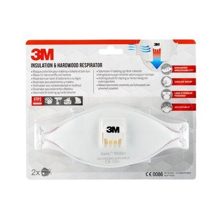 20315-CAJA 2 MASCARILLAS RESPIRADORAS AURA 9332-2 FFP3 CON VALVULA 3M 7100329376