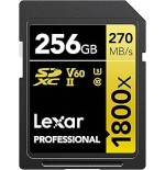 20334-LEXAR 256GB PROFESSIONAL 1800X SDXC UHS-II CARDS,  UP TO 280MB/S READ 210MB/S WRITE C10 V60 U3