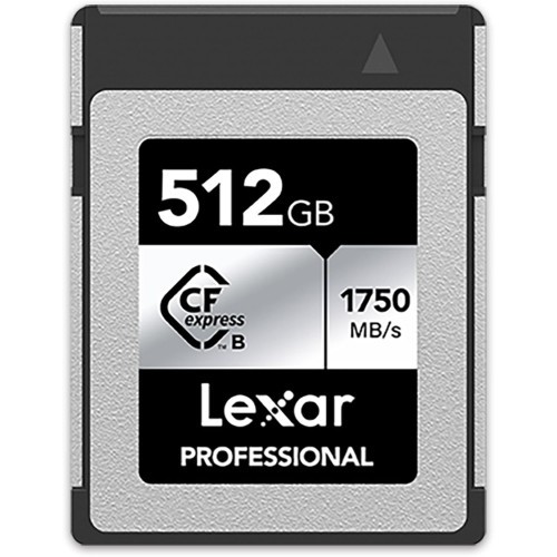 20337-LEXAR 512GB PROFESSIONAL CFEXPRESS TYPE B CARD SILVER, UP TO 1750MB/S READ 1300MB/S WRITE