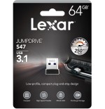20343-LEXAR JUMPDRIVE USB 3.1 S47 64GB BLACK PLASTIC HOUSING, UP TO 250MB/S