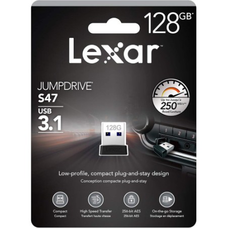 20345-Lexar JumpDrive S47 unidad flash USB 128 GB USB tipo A 3.2 Gen 1 (3.1 Gen 1) Negro