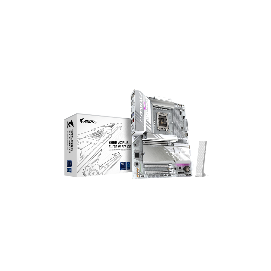 20431-GIGABYTE B860 AORUS ELITE WIFI7 ICE Placa base - CPUs Intel Core Ultra, VRM de 14+1+2+1 fases, hasta 9200MHz DDR5,
