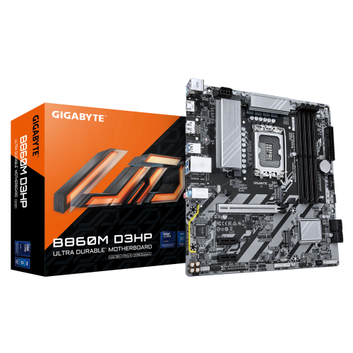 20435-GIGABYTE B860M D3HP Placa base - CPUs Intel Core Ultra, VRM de 4+1+2+1 fases, hasta 9066MHz DDR5, 2xPCIe 4.0 M.2,