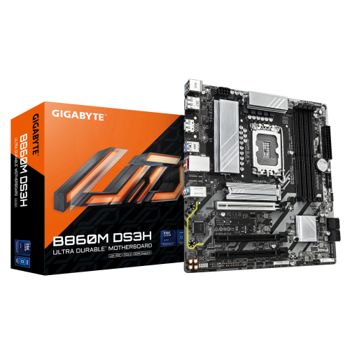 20439-GIGABYTE B860M DS3H Placa base - CPUs Intel Core Ultra, VRM de 5+1+2+1 fases, hasta 9066MHz DDR5, 1xPCIe 5.0 + 1xP