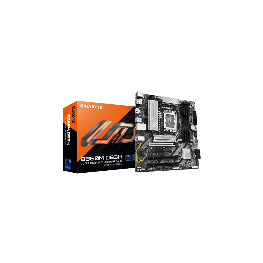 20439-GIGABYTE B860M DS3H Placa base - CPUs Intel Core Ultra, VRM de 5+1+2+1 fases, hasta 9066MHz DDR5, 1xPCIe 5.0 + 1xP