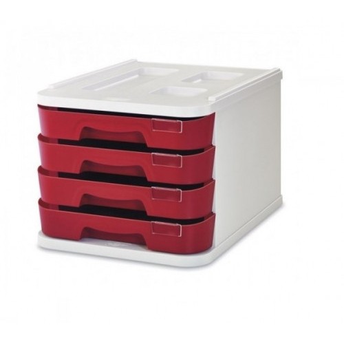 2080-MODULO DE 4 CAJONES POLIESTIRENO ROJO FAIBO 1000M-03