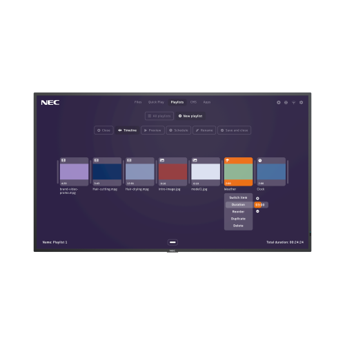 20804-NEC MultiSync M551-MPi4 139,7 cm (55") LCD 500 cd / m2 4K Ultra HD Negro Procesador incorporado 24/7