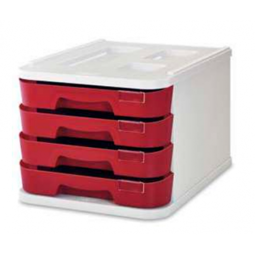 2086-MODULO DE 4 CAJONES POLIESTIRENO ROJO FLUOR FAIBO 1000M-53