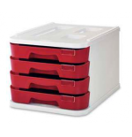 2086-MODULO DE 4 CAJONES POLIESTIRENO ROJO FLUOR FAIBO 1000M-53