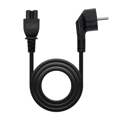 21149-Nanocable Cable de Alimentacion Trebol, CEE7 acodado/M-C5/H, Negro, 3 m