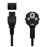 21150-Nanocable Cable de Alimentacion Trebol, CEE7 acodado/M-C5/H, Negro, 3 m