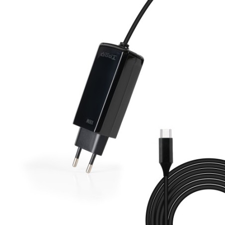 21155-TooQ Cargador de portatil GAN USB-C PD 100W, Negro