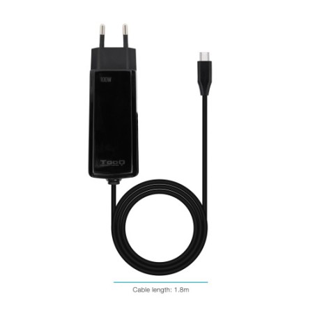 21156-TooQ Cargador de portatil GAN USB-C PD 100W, Negro