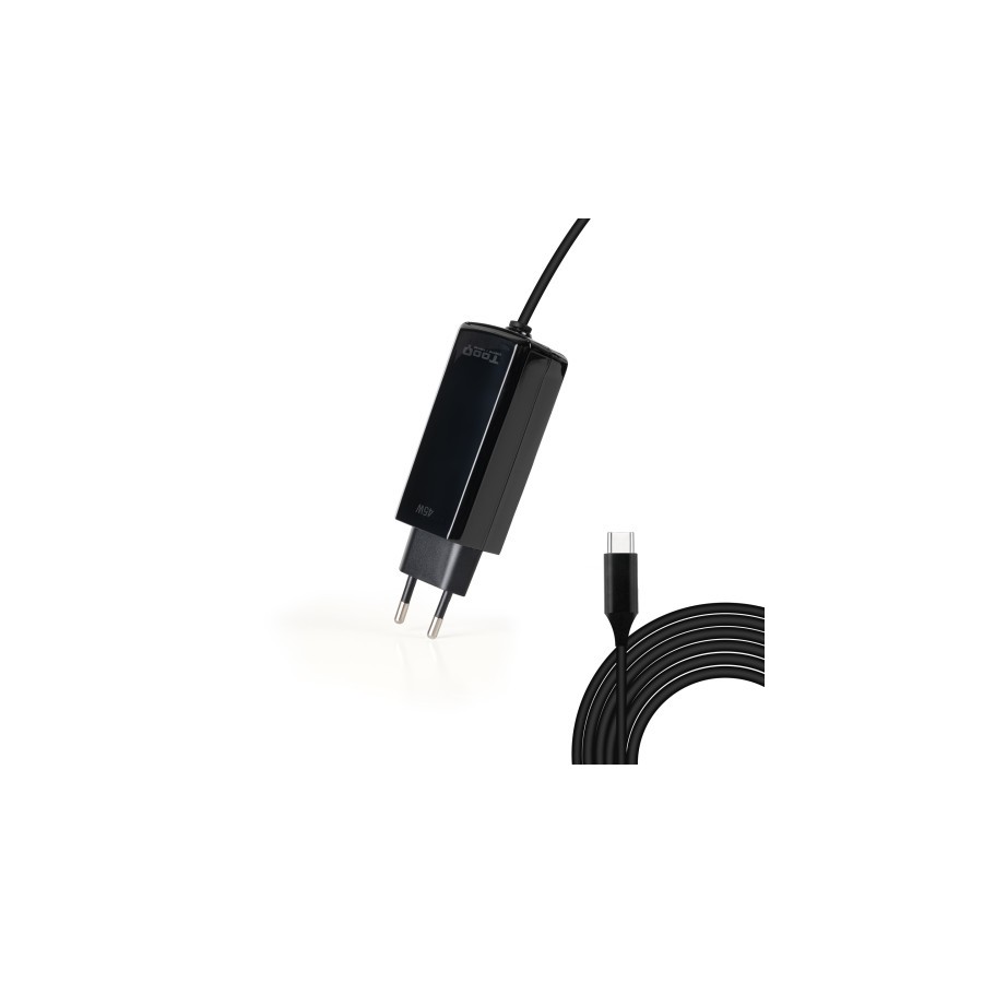 21159-TooQ Cargador de portatil GAN USB-C PD 45W, Negro