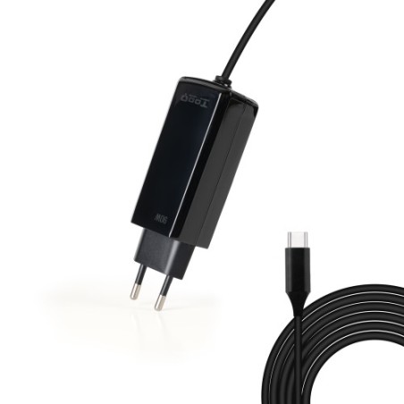 21163-TooQ Cargador de portatil GAN USB-C PD 90W, Negro