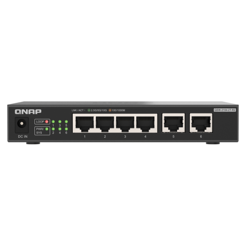 21181-QNAP QSW-2104-2T-R2 switch No administrado 10G Ethernet (100/1000/10000) Escritorio Negro