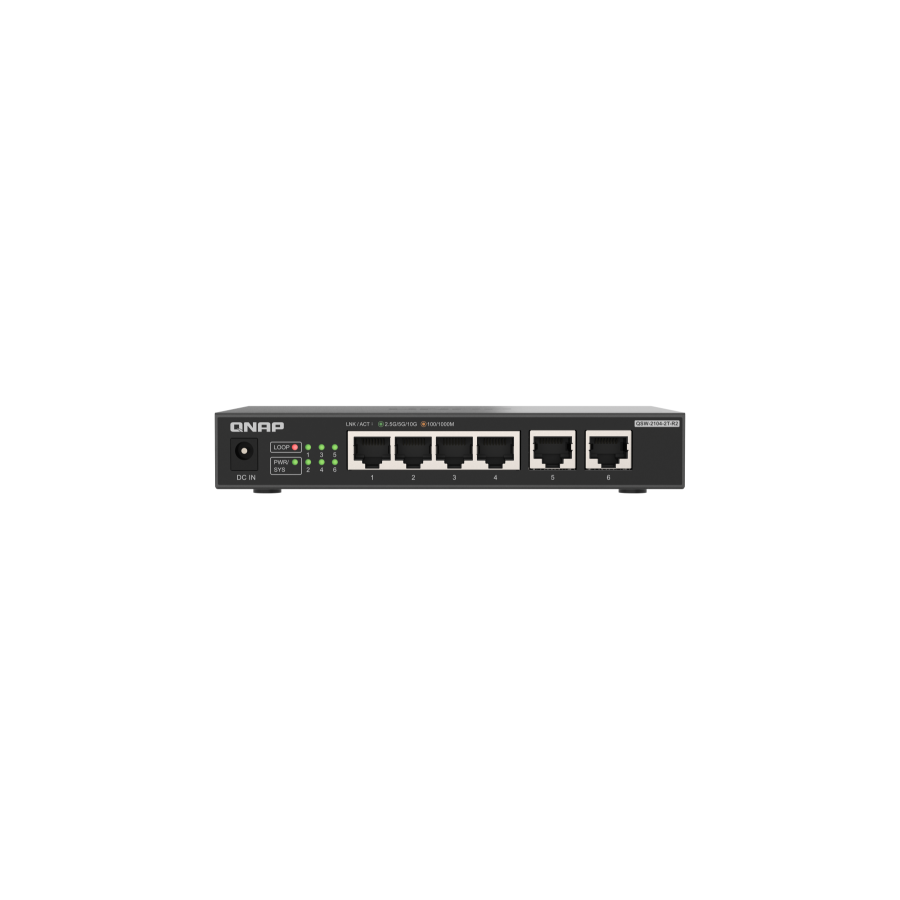 21181-QNAP QSW-2104-2T-R2 switch No administrado 10G Ethernet (100/1000/10000) Escritorio Negro