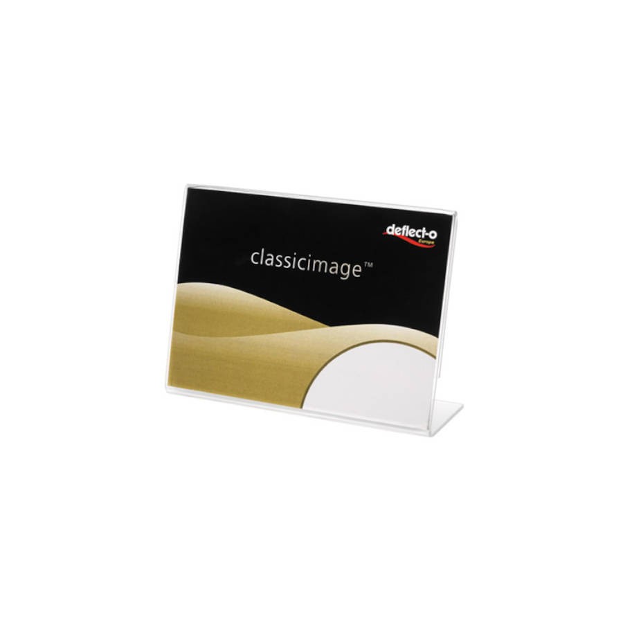 2120-EXPOSITOR DE SOBREMESA EN FORMA L POLIESTIRENO 90X60 MM. HORIZONTAL DEFLECTO 480301