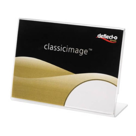 2120-EXPOSITOR DE SOBREMESA EN FORMA L POLIESTIRENO 90X60 MM. HORIZONTAL DEFLECTO 480301