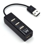 21263-Ewent EW1123 hub de interfaz 480 Mbit/s Negro