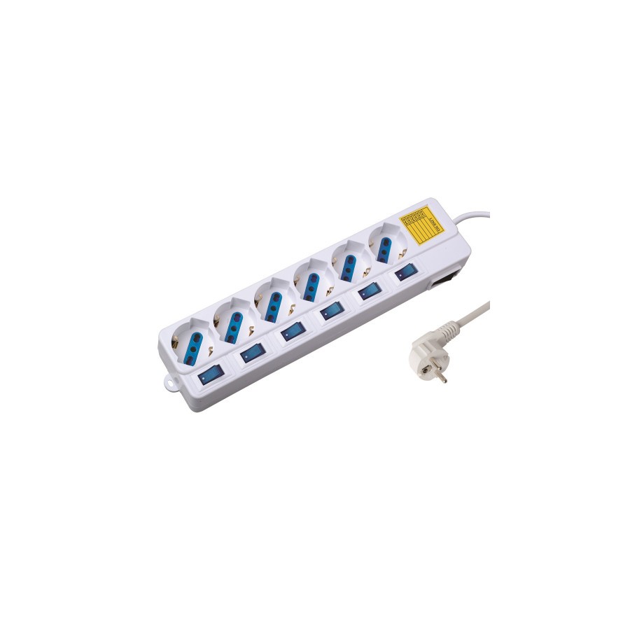 21272-Ewent EW3932 limitador de tension Blanco 6 salidas AC 1,5 m