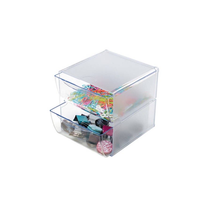 2146-ORGANIZADOR MODULAR CON DOS CAJONES DE 16,5X14,5X7 TRANSPARENTE DEFLECTO 350101