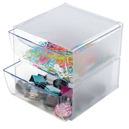 2146-ORGANIZADOR MODULAR CON DOS CAJONES DE 16,5X14,5X7 TRANSPARENTE DEFLECTO 350101