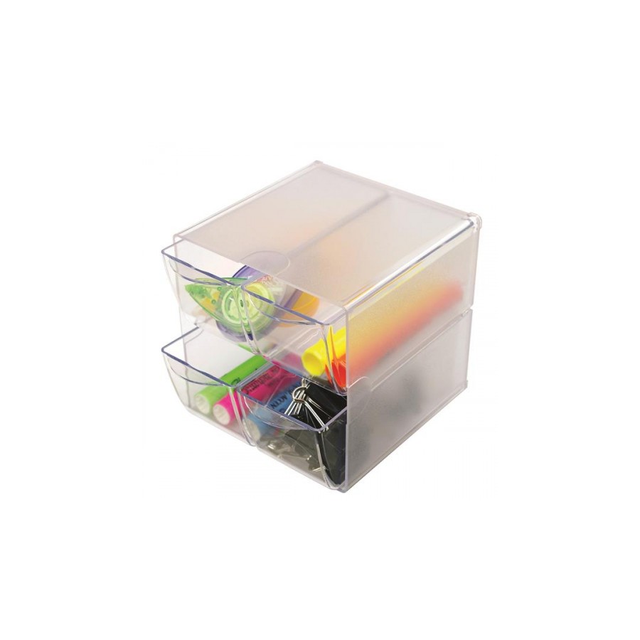 2147-ORGANIZADOR MODULAR CON CUATRO CAJONES DE 16,5X7X7 TRANSPARENTE DEFLECTO 350301
