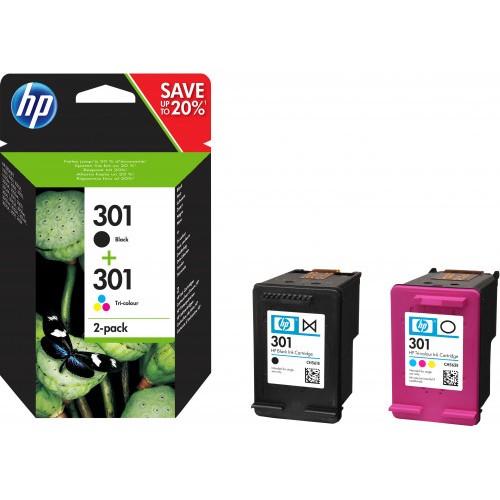 21471-TINTA HP NEGRO HP301 PACK (NEGRO/TRICOLOR) N9J72AE