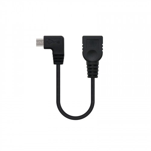 21483-Nanocable CABLE USB 2.0 OTG ACODADO, TIPO MICRO B/M-A/H, NEGRO, 15 CM