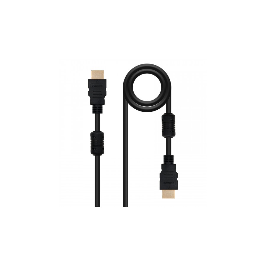 21524-Nanocable CABLE HDMI V1.4 (ALTA VELOCIDAD / HEC) CON FERRITA, A/M-A/M, 10 M