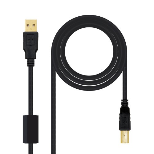 21536-NANOCABLE  CABLE USB 2.0 IMPRESORA HQ CON FERRITA, TIPO A/M-B/M, NEGRO, 2.0 M (10.01.1202)